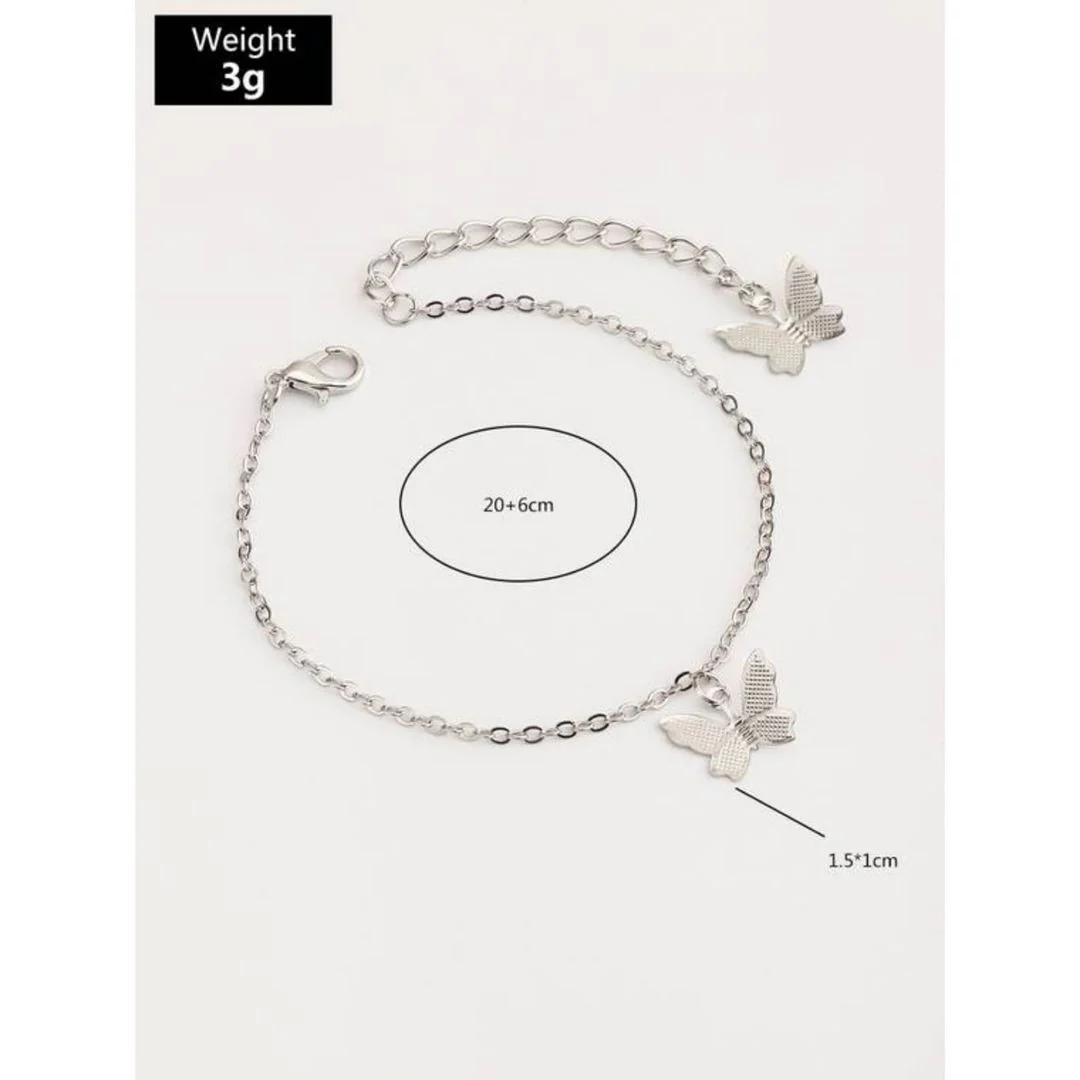 Double Butterfly Simple Layered Chain Bracelet - Image 3