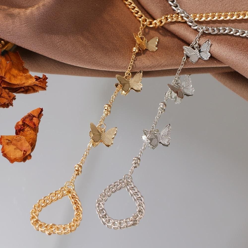 Triple Butterfly Ring-Cum Bracelet Chain - Image 6