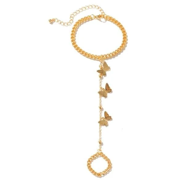 Triple Butterfly Ring-Cum Bracelet Chain - Image 7