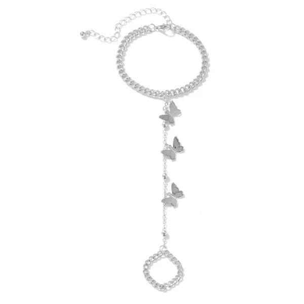 Triple Butterfly Ring-Cum Bracelet Chain - Image 8